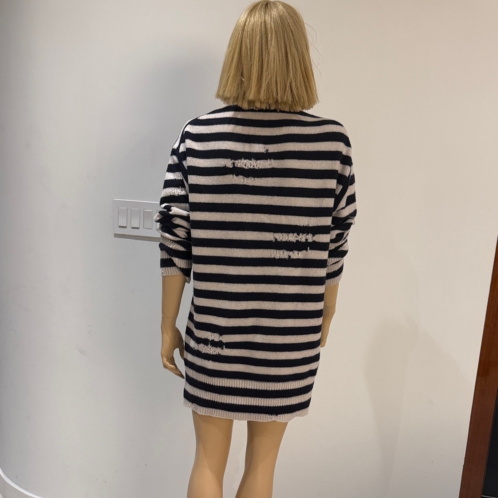 Dior Striped Sweater Dress - blue & white sz 4 50% wool and 50% cashmere - Picture 4 of 9